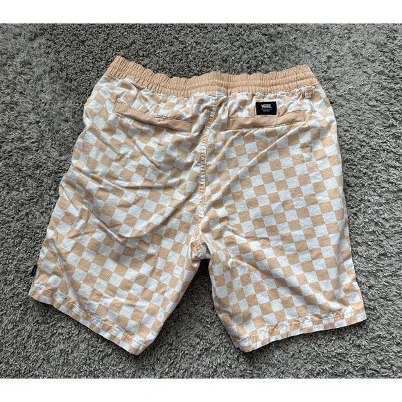 Vans Mens Shorts Range Checkered Drawstring Waist Skater Orange Size Small - Picture 2 of 6